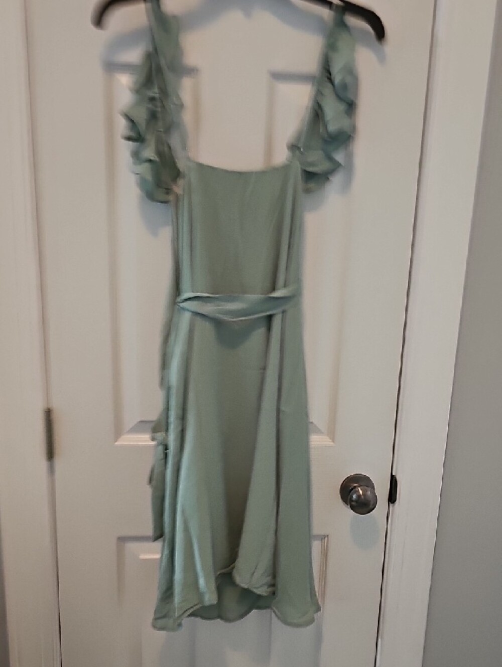 NWT WRAP Ruffled Strap Midi Dress in Seafoam Green - Picture 3 of 3